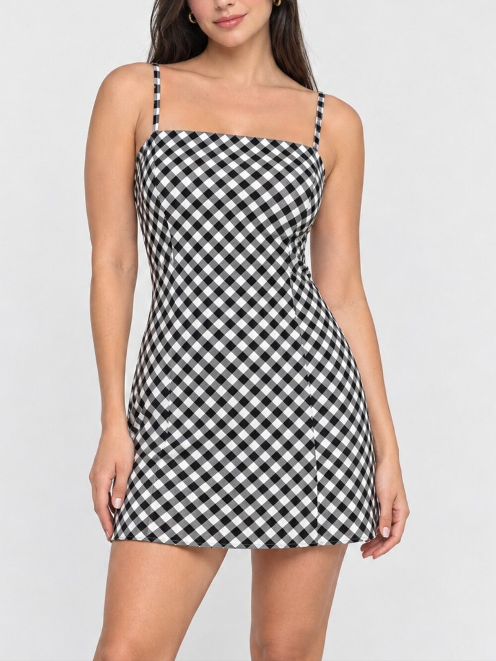Abercrombie & Fitch NWT Cotton Black and White Gingham Square-Neck Mini Dress L